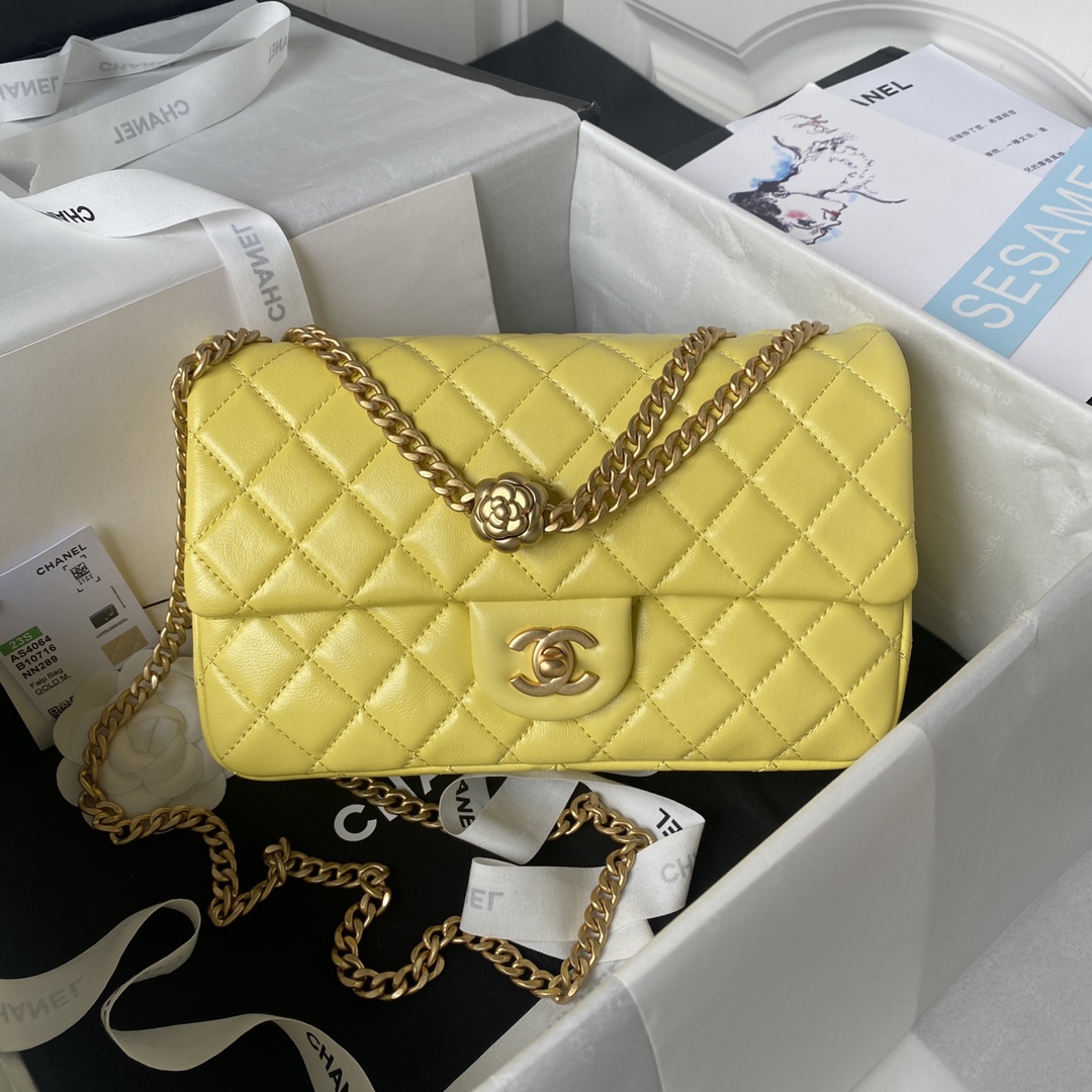 Classic Flap Lambskin Bag AS4046 Yellow